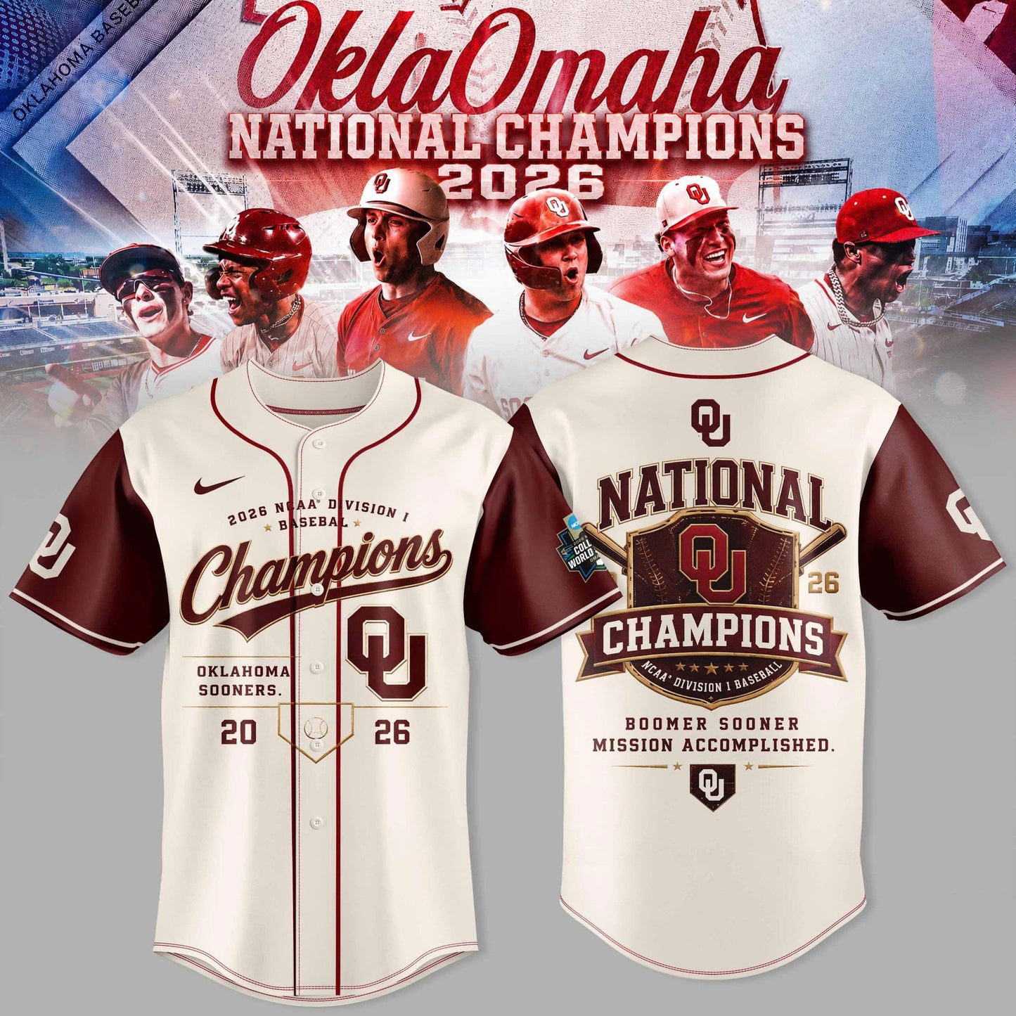 Oklahoma Sooners Baseball 2026 NCAA Baseball National Champions Jersey
