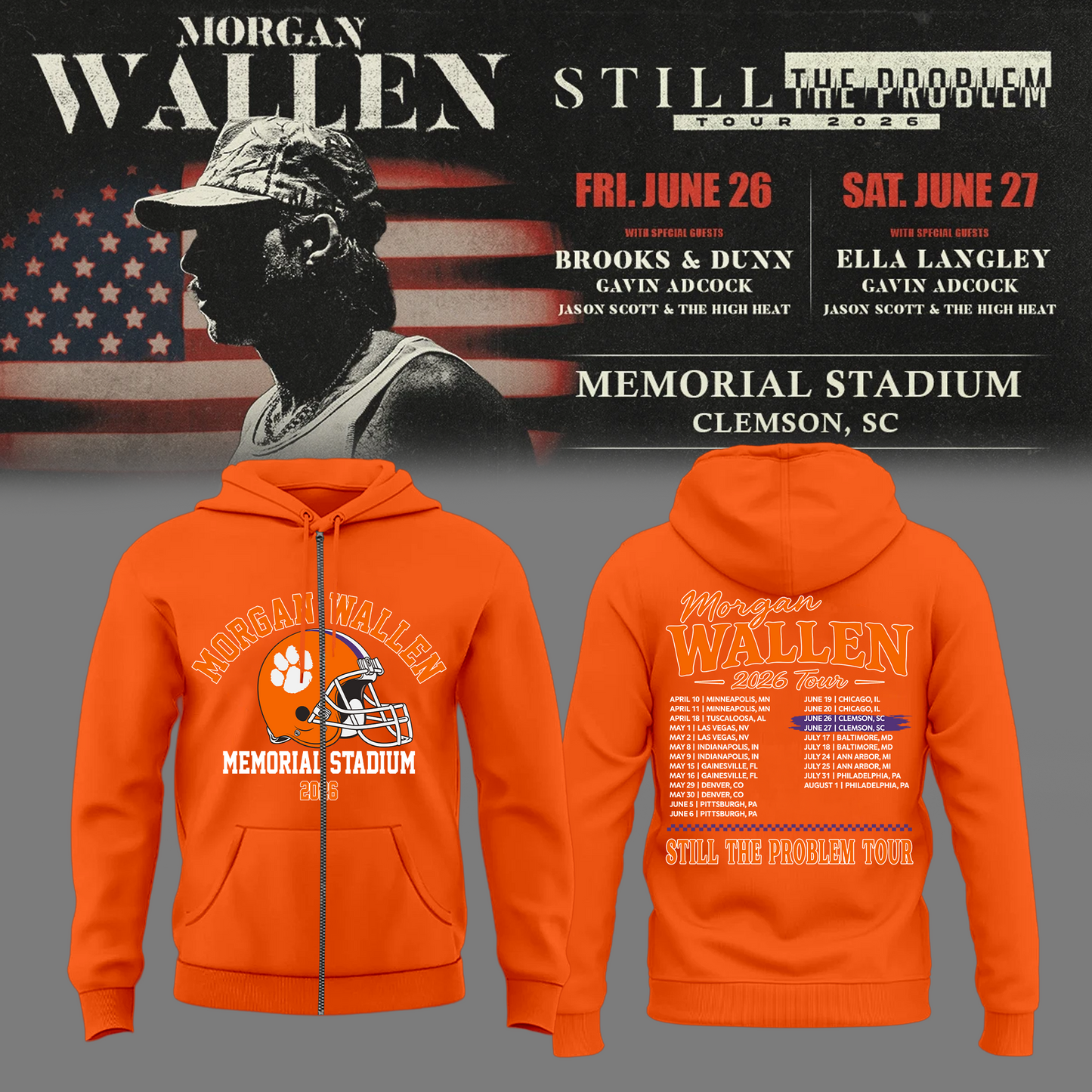 MW x The Clemson Takeover Zip Hoodie Limited Tour Drop