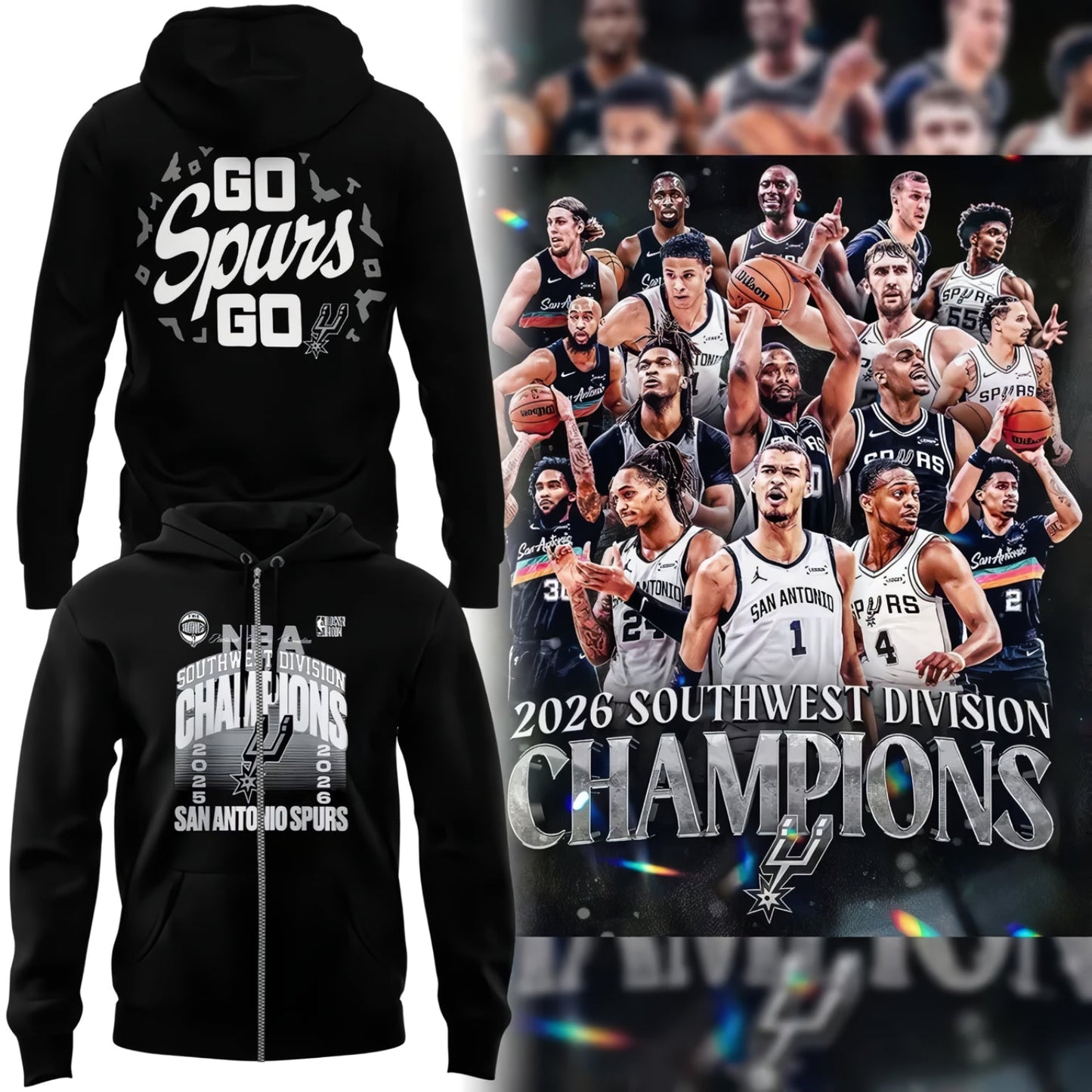 Special 2026 Southwest Division Champions San Antonio Spurs Zip Hoodie 2