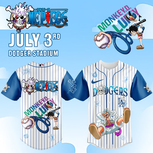 .Los Angeles Dodgers _ ONE PIECE Night Limited Luffy Gear 5 Jersey 2025