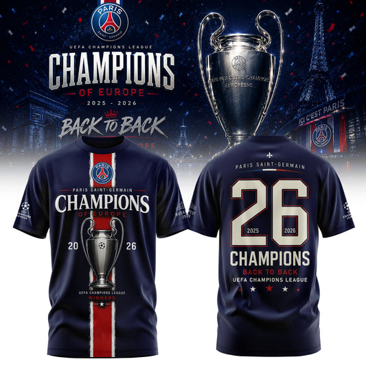 PSG Winner Back to Back UEFA Champions League 2026 Champions Tshirt
