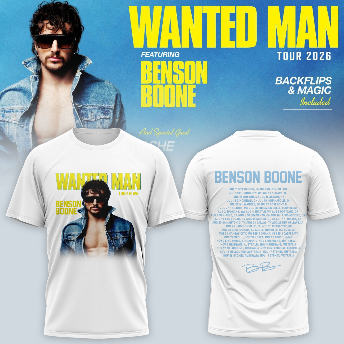 Benson Boone Wanted Man signed T-Shirt