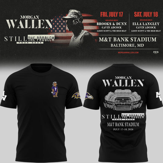 1.Special New Edition Baltimore Ravens x Morgan Wallen Black T-shirt 2026