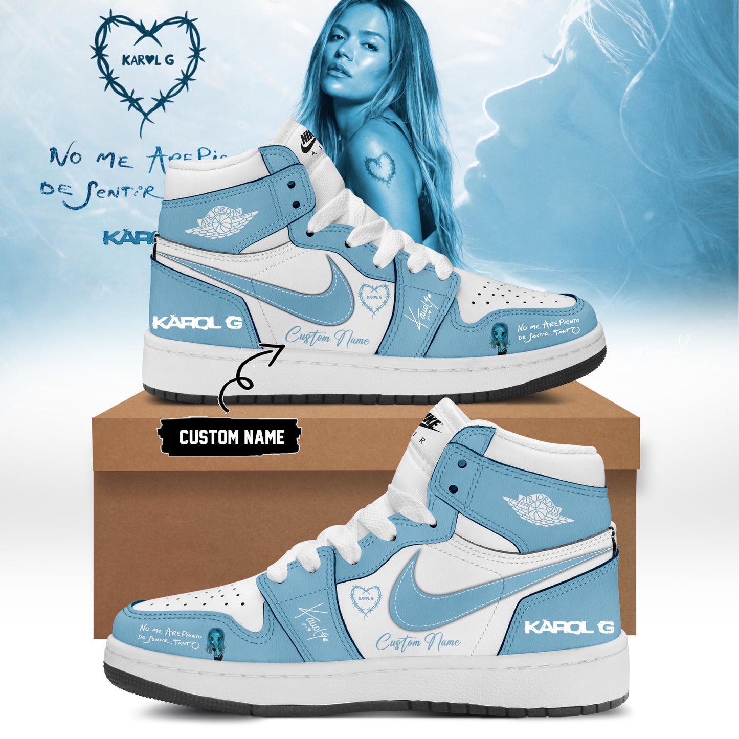 _Karol G “ NO ME ARREPIENTO DE SENTIR TANTO ” 🩵 Signature Limited Edition – Shoes 6