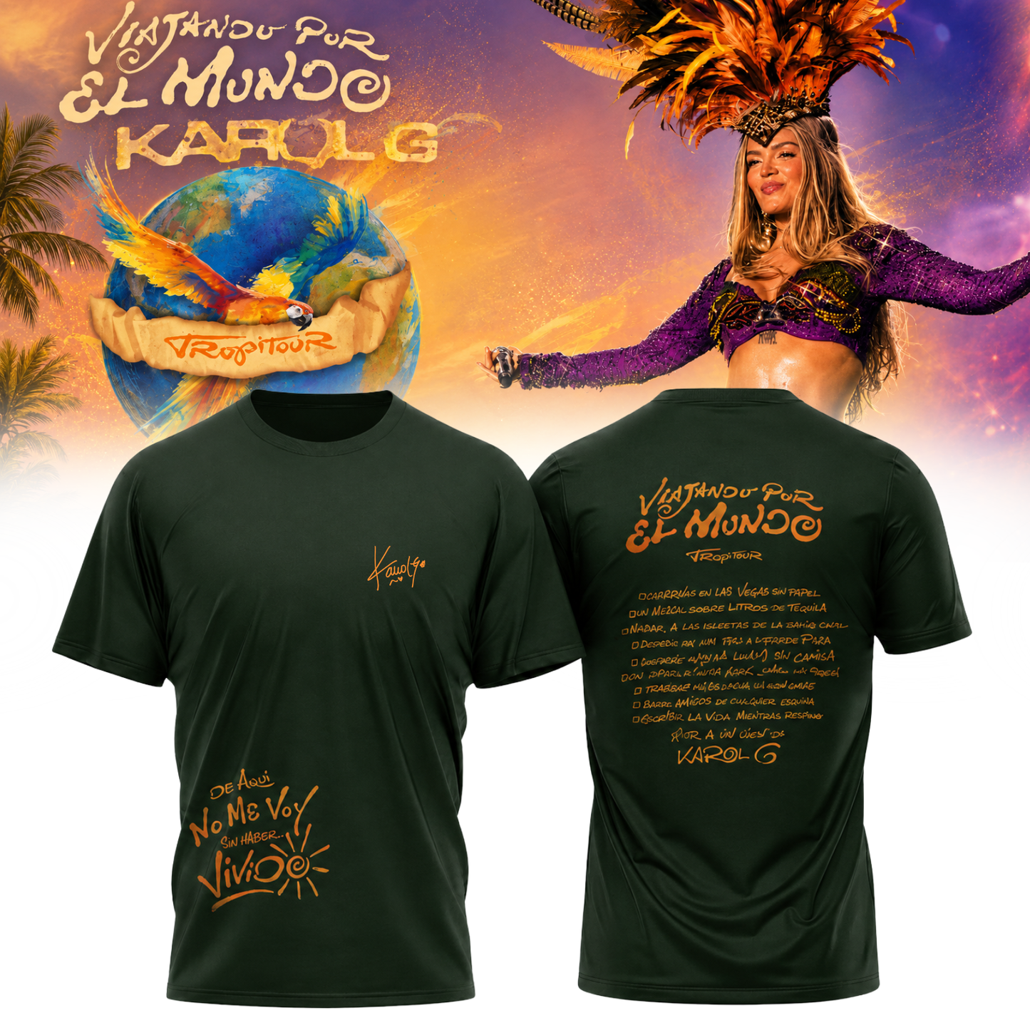 Karol G ” Viajando por el Mundo Tropitour ” Signature Limited Edition – Tshirt