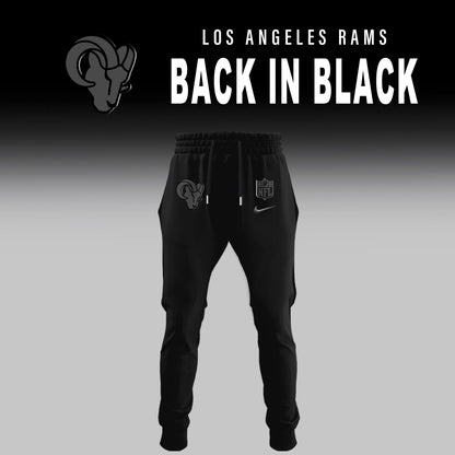 Los Angeles Rams 2025 Back In Black Edition Combo Hoodie Jogger And AF1 Low Top Sneaker For Fan