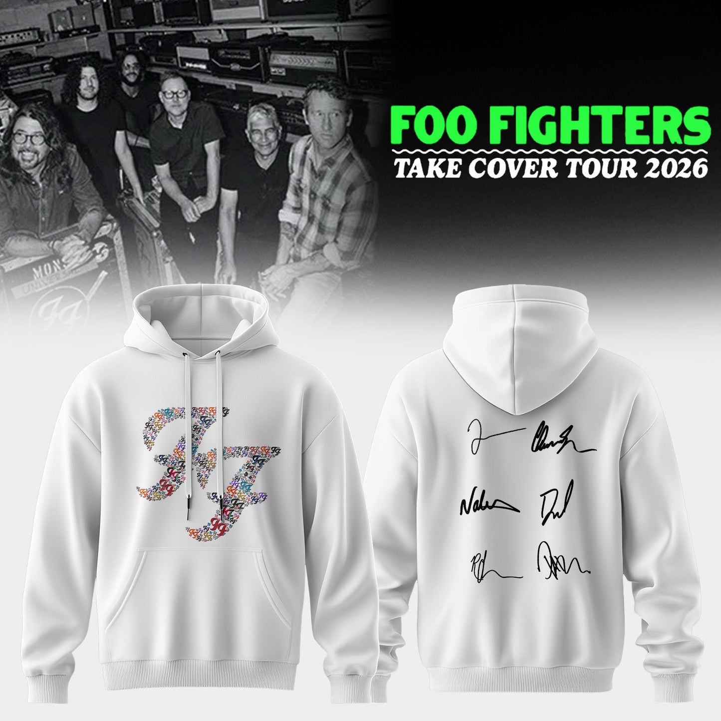 ..Foo Fighters ”Take Cover Tour 2026” Limited Edition Signature - Hoodie