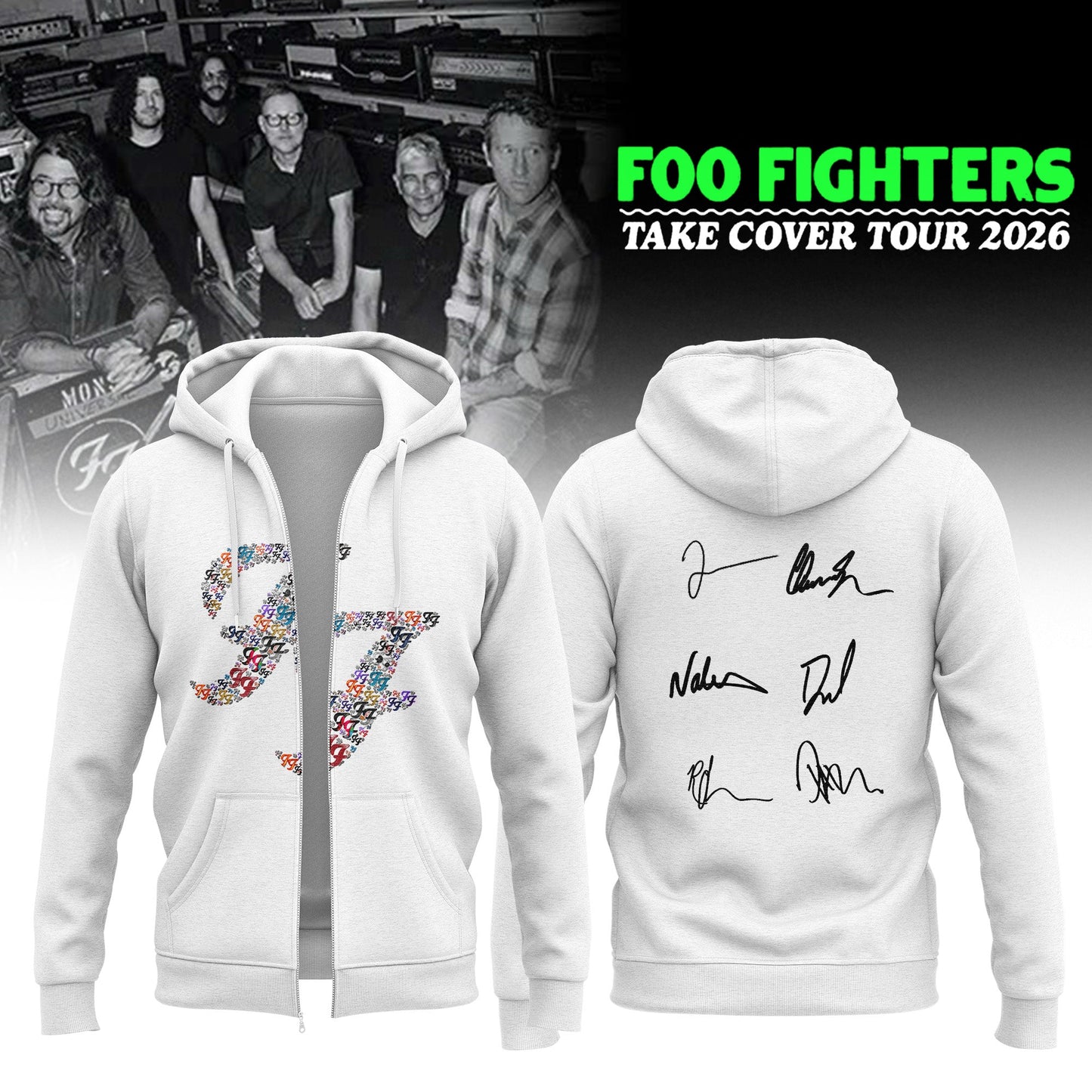 ...Foo Fighters ”Take Cover Tour 2026” Limited Edition Signature - Zip Hoodie