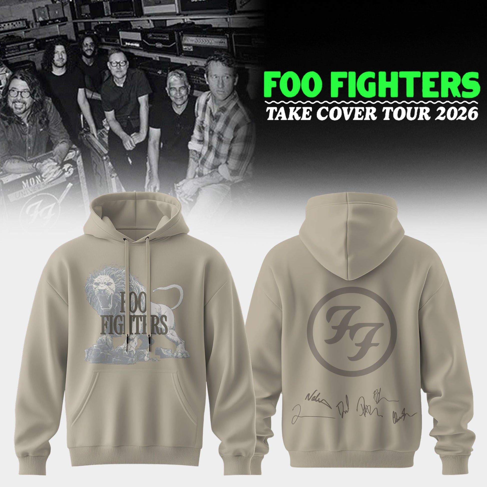 ..Foo Fighters ”Take Cover Tour 2026” Limited Edition Signature - Hoodie