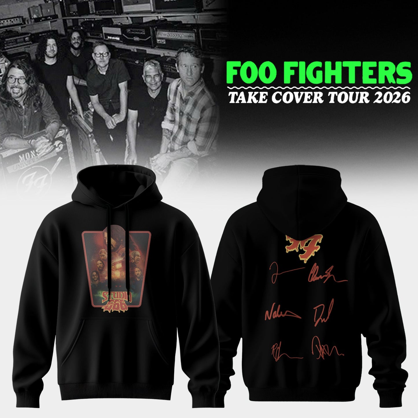 ..Foo Fighters ”Take Cover Tour 2026” Limited Edition Signature - Hoodie
