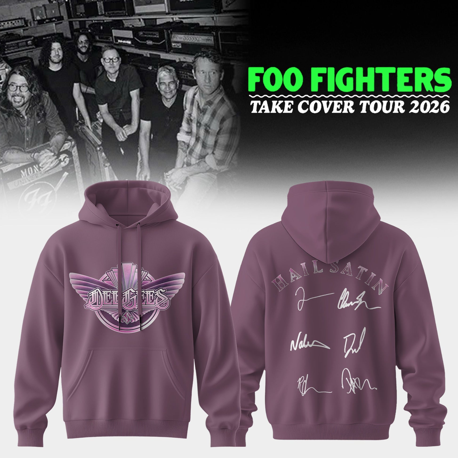 ..Foo Fighters ”Take Cover Tour 2026” Limited Edition Signature - Hoodie