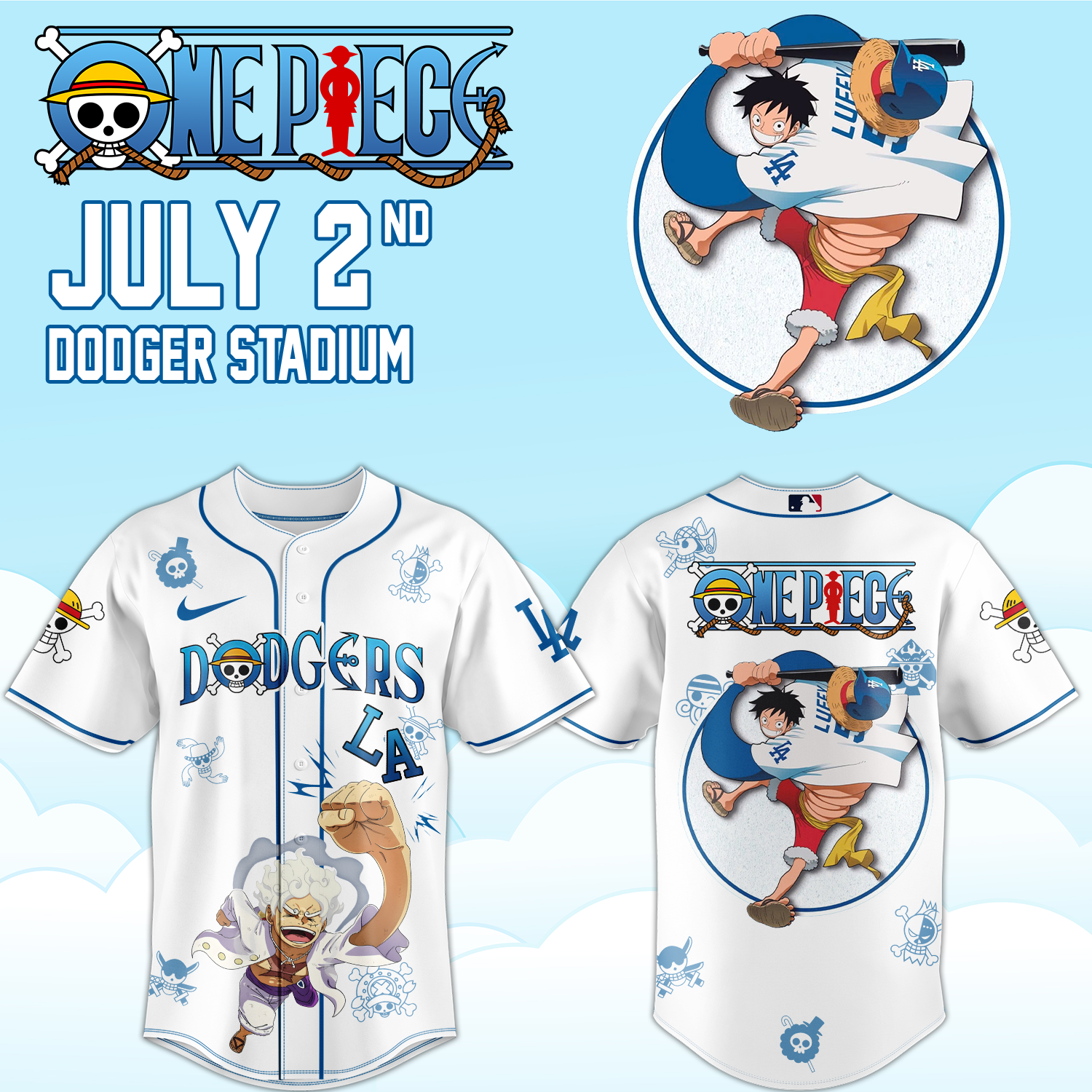 ,.ONE PIECE Night with the Los Angeles Dogger 2026 Jersey 5