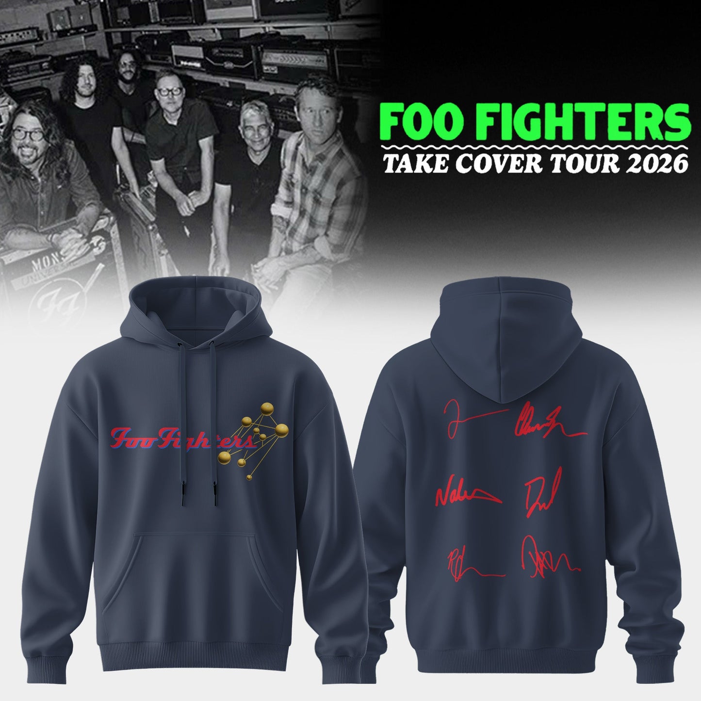 ..Foo Fighters ”Take Cover Tour 2026” Limited Edition Signature - Hoodie