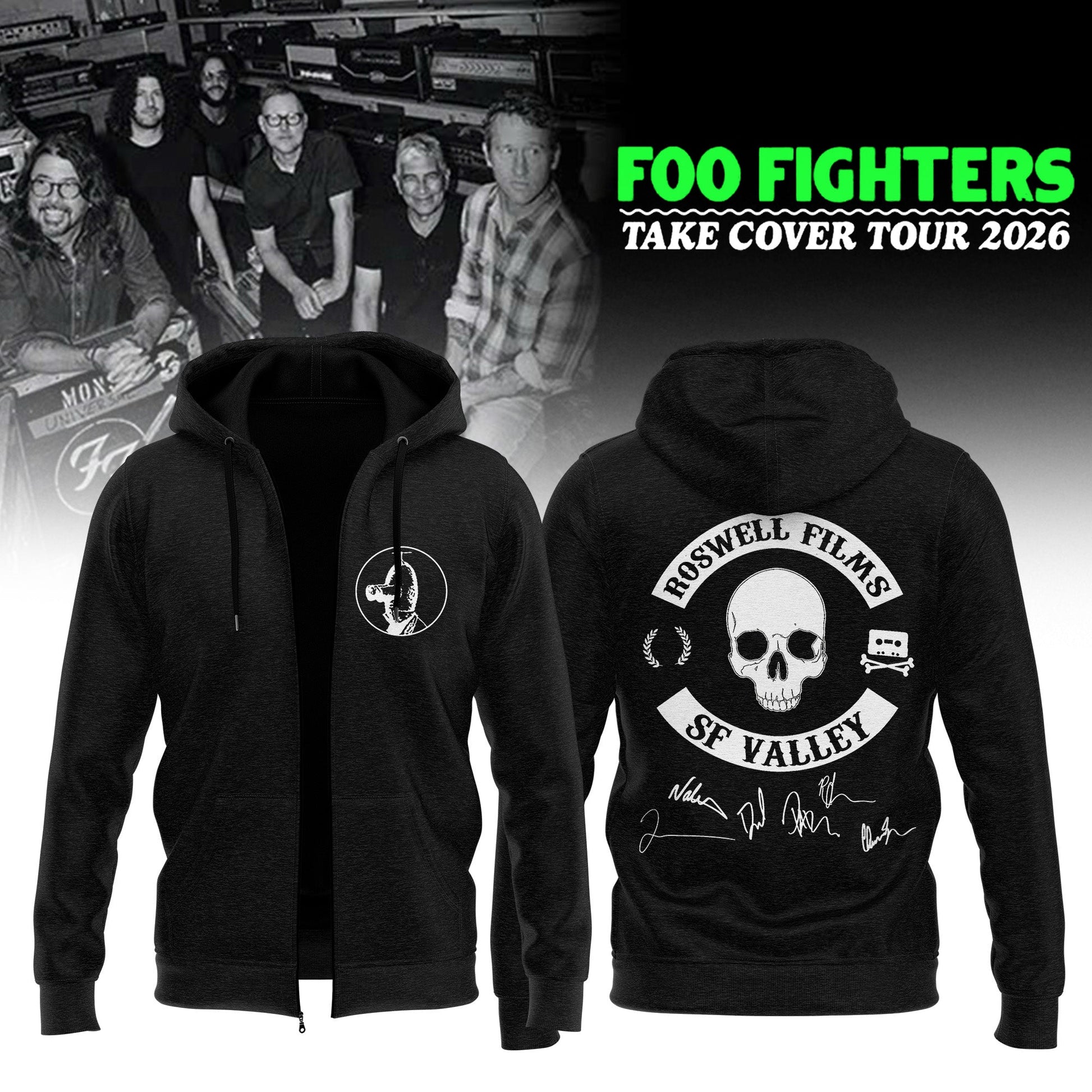 ...Foo Fighters ”Take Cover Tour 2026” Limited Edition Signature - Zip Hoodie