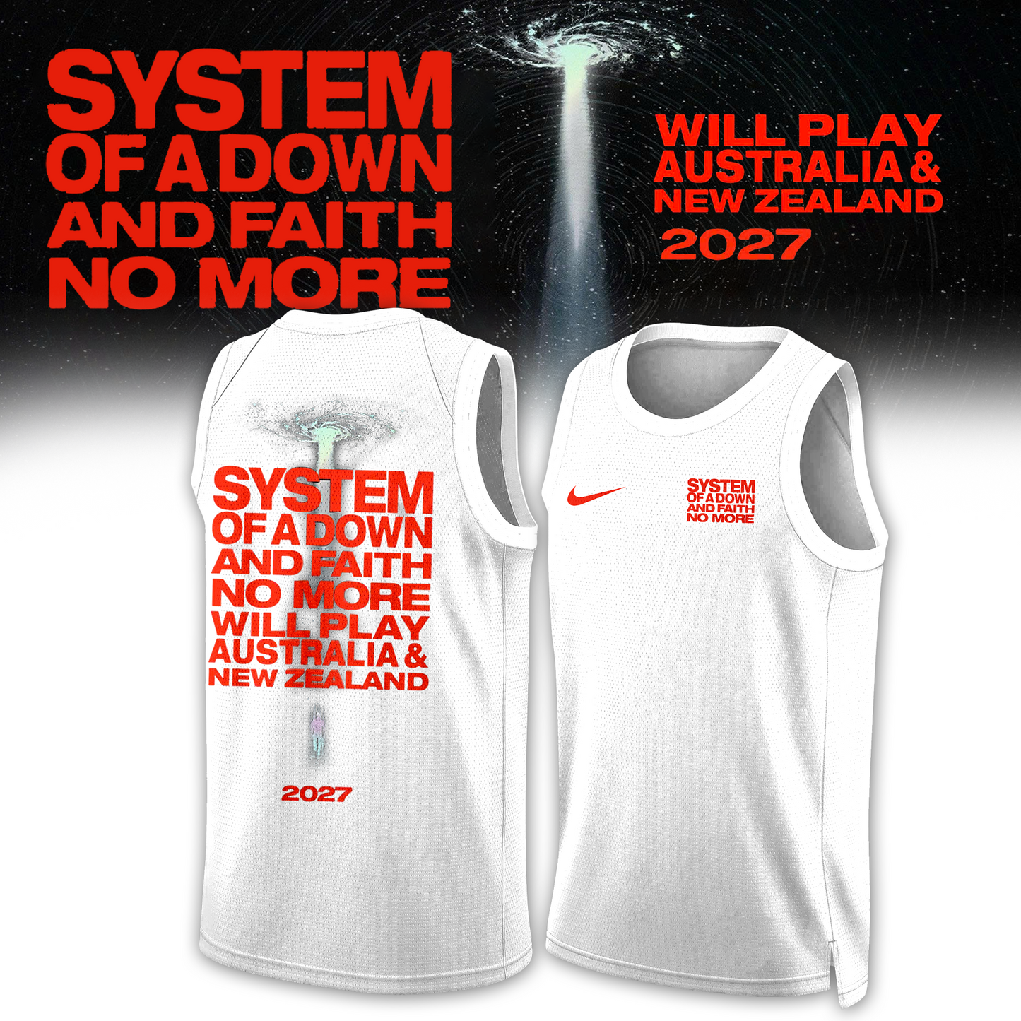 ,,System Of A Down & Faith No More – Australia & New Zealand Tour 2027 – Basketball Jersey
