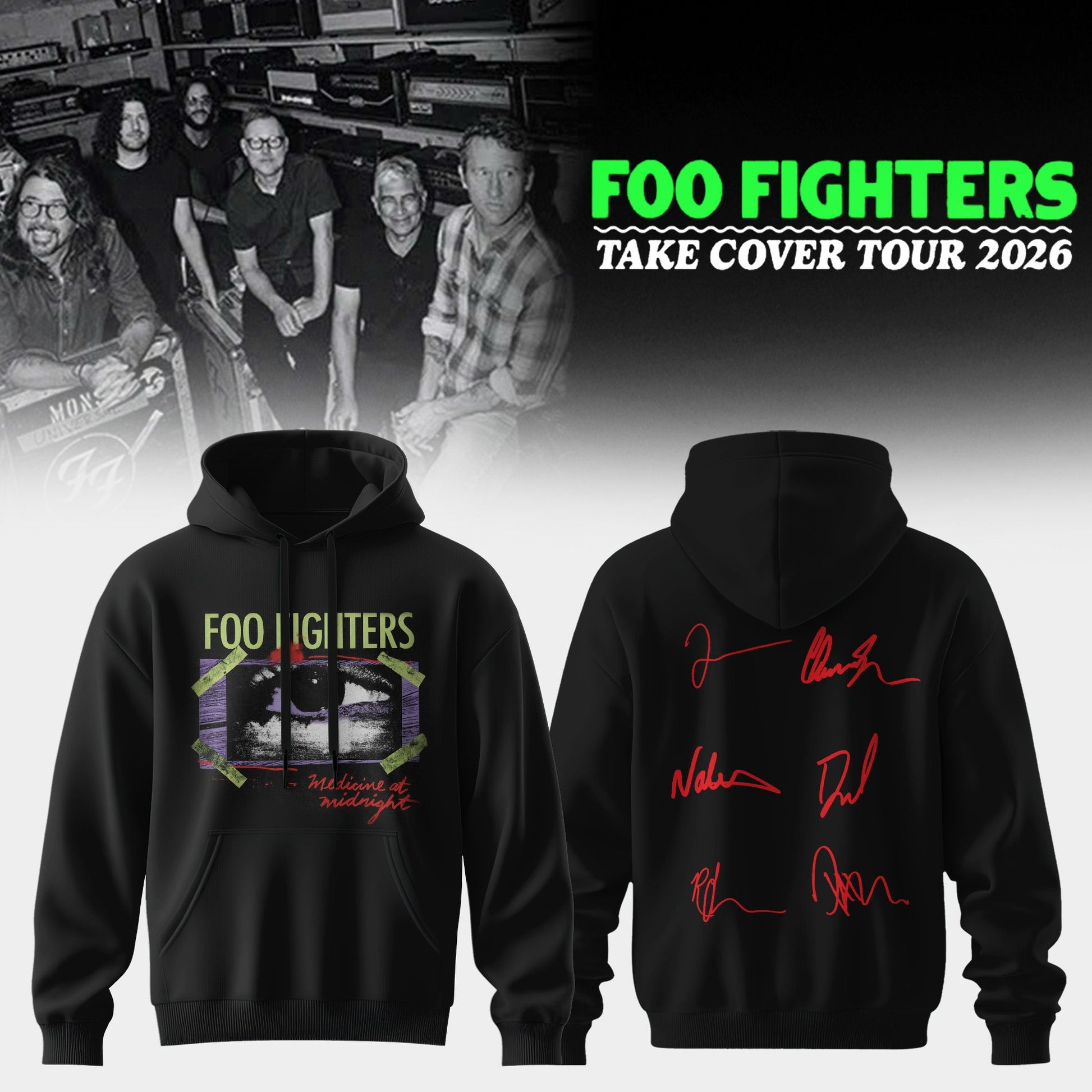 ..Foo Fighters ”Take Cover Tour 2026” Limited Edition Signature - Hoodie