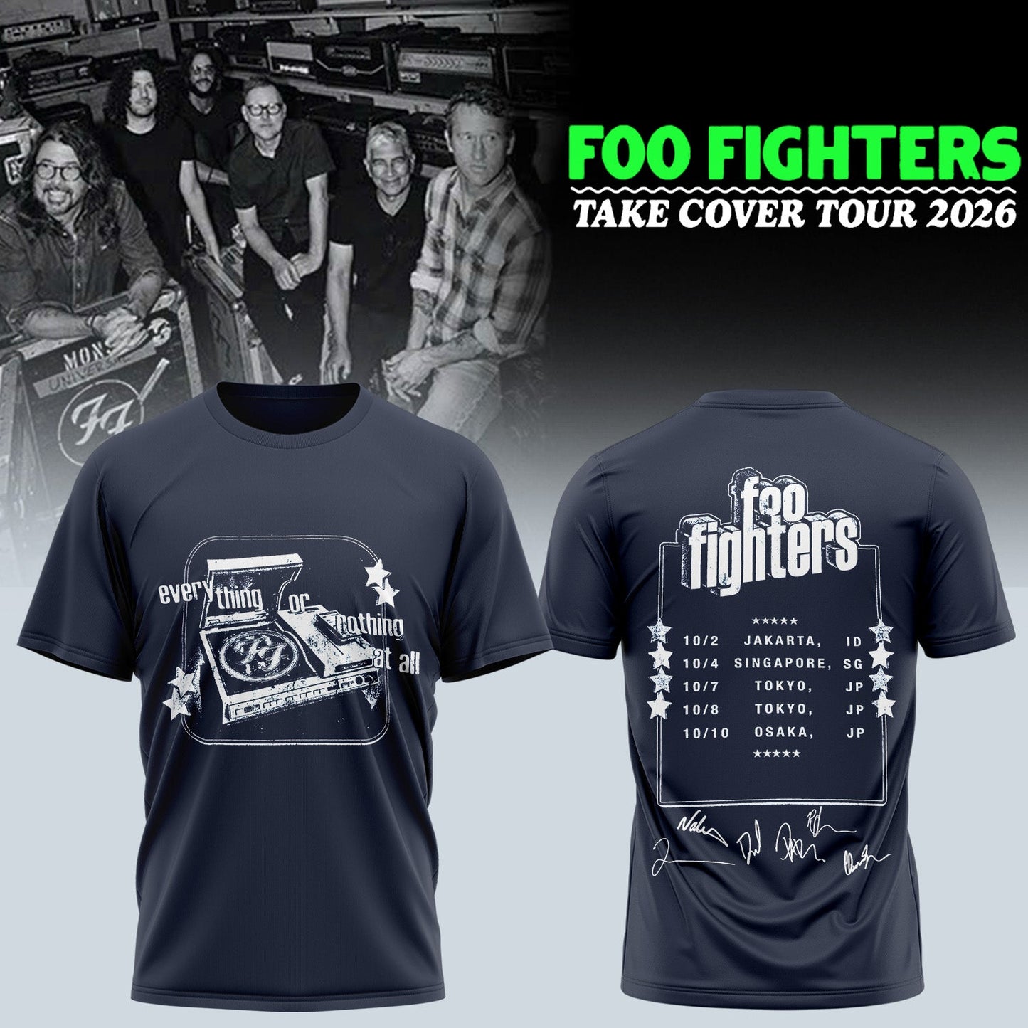 Foo Fighters ”Take Cover Tour 2026” Limited Edition Signature - Tshirt