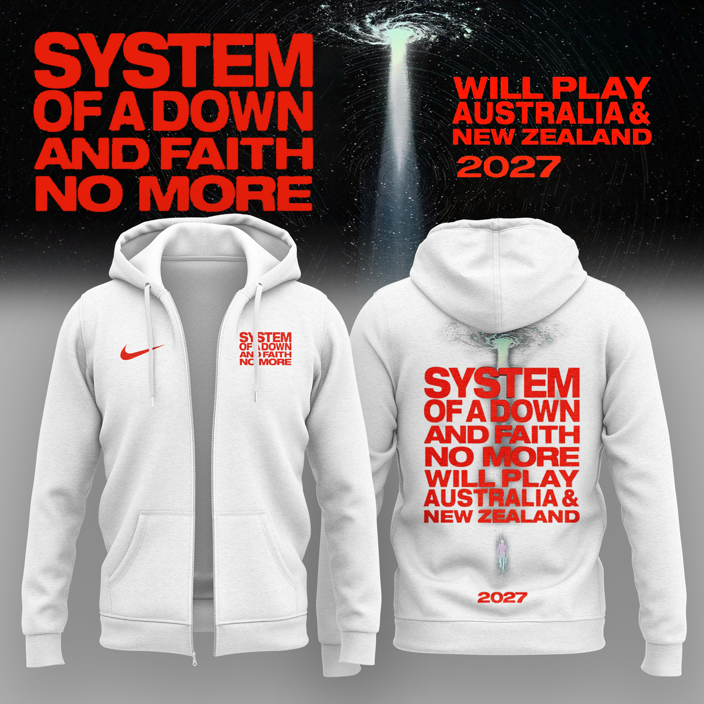 ,,System Of A Down & Faith No More – Australia & New Zealand Tour 2027 – Zip Hoodie