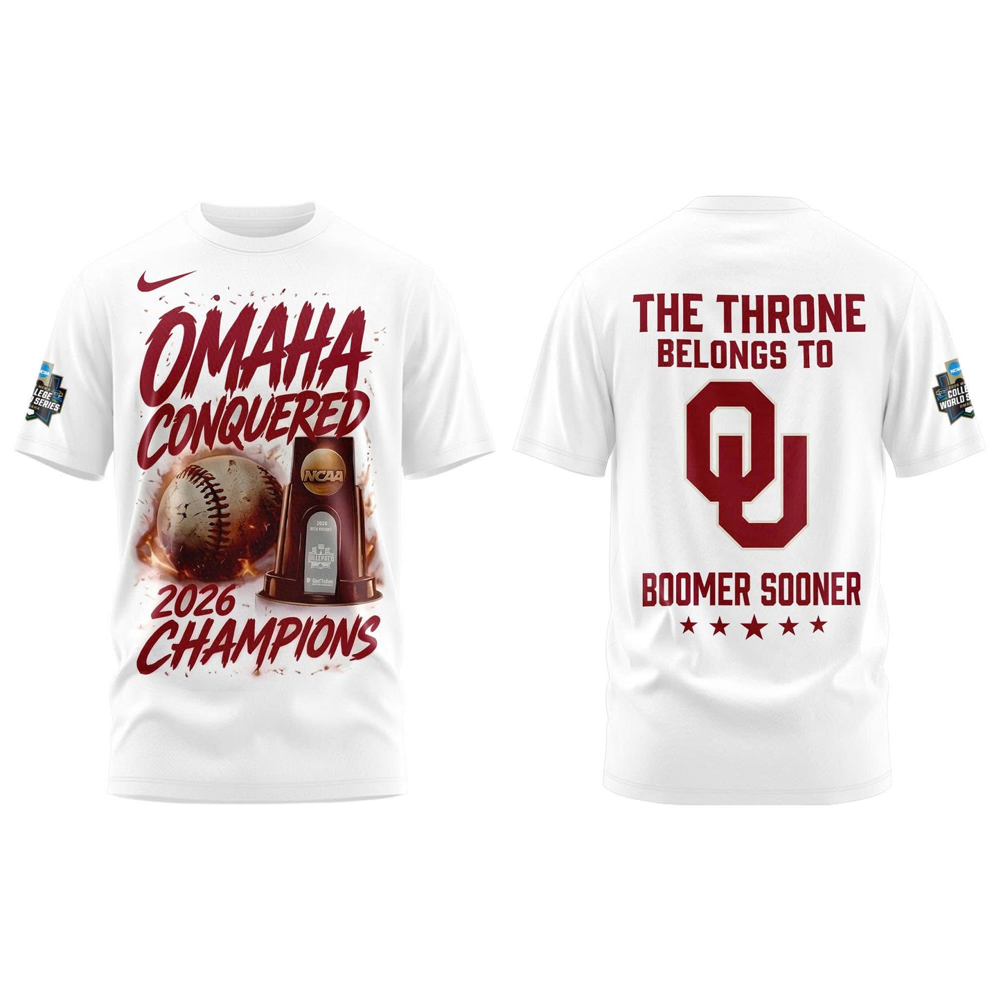 Oklahoma NCAA Basbeball Champions ’26 Limited Edition White Tshirt