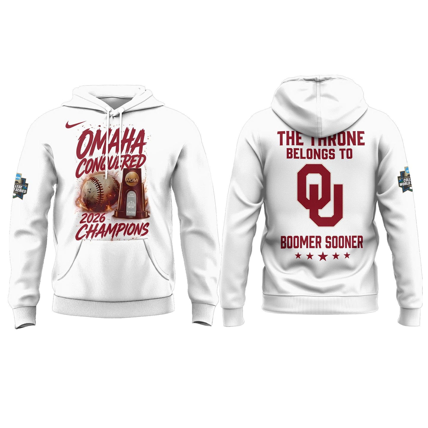 Oklahoma NCAA Basbeball Champions ’26 Limited Edition White Hoodie