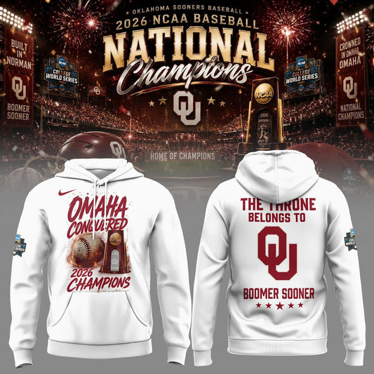Oklahoma NCAA Basbeball Champions ’26 Limited Edition White Hoodie