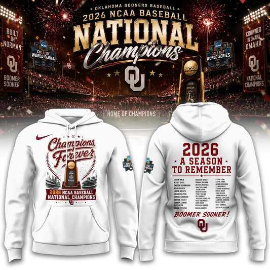 Oklahoma NCAA Basbeball Champions ’26 Limited Edition White Hoodie v2