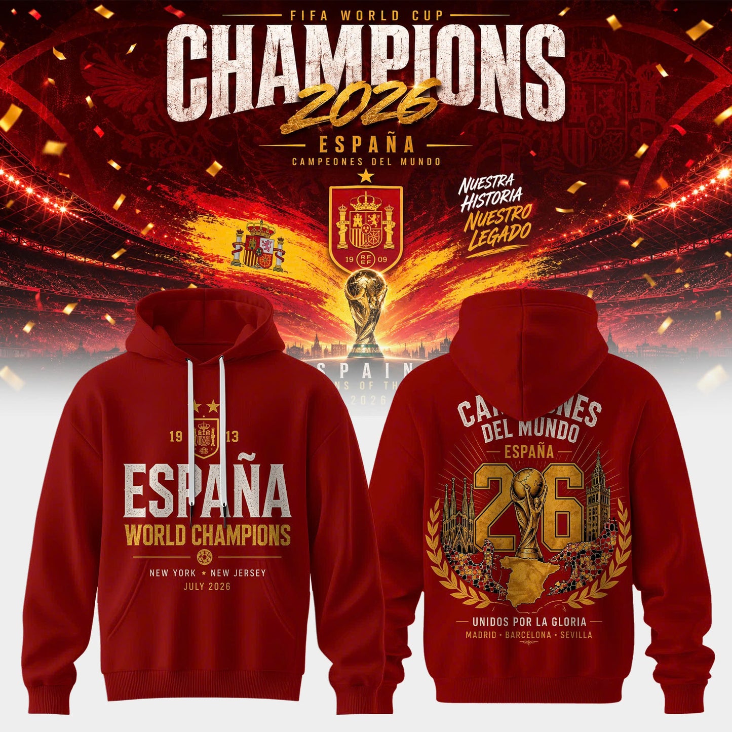 Spain World Cup Champions 2026 Hoodie 1