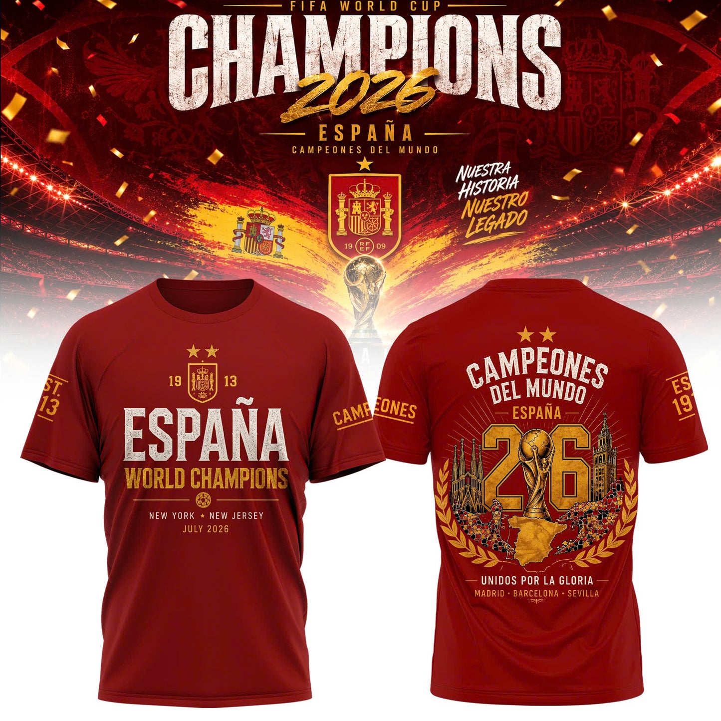 Spain World Cup Champions 2026 TShirt 6