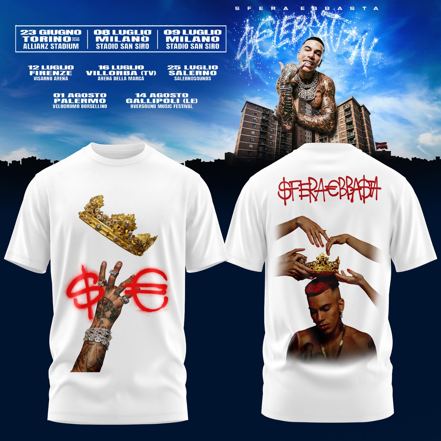 Sfera Ebbasta $€LEBRAT10N – Estate 2026 Tour T-Shirt 7