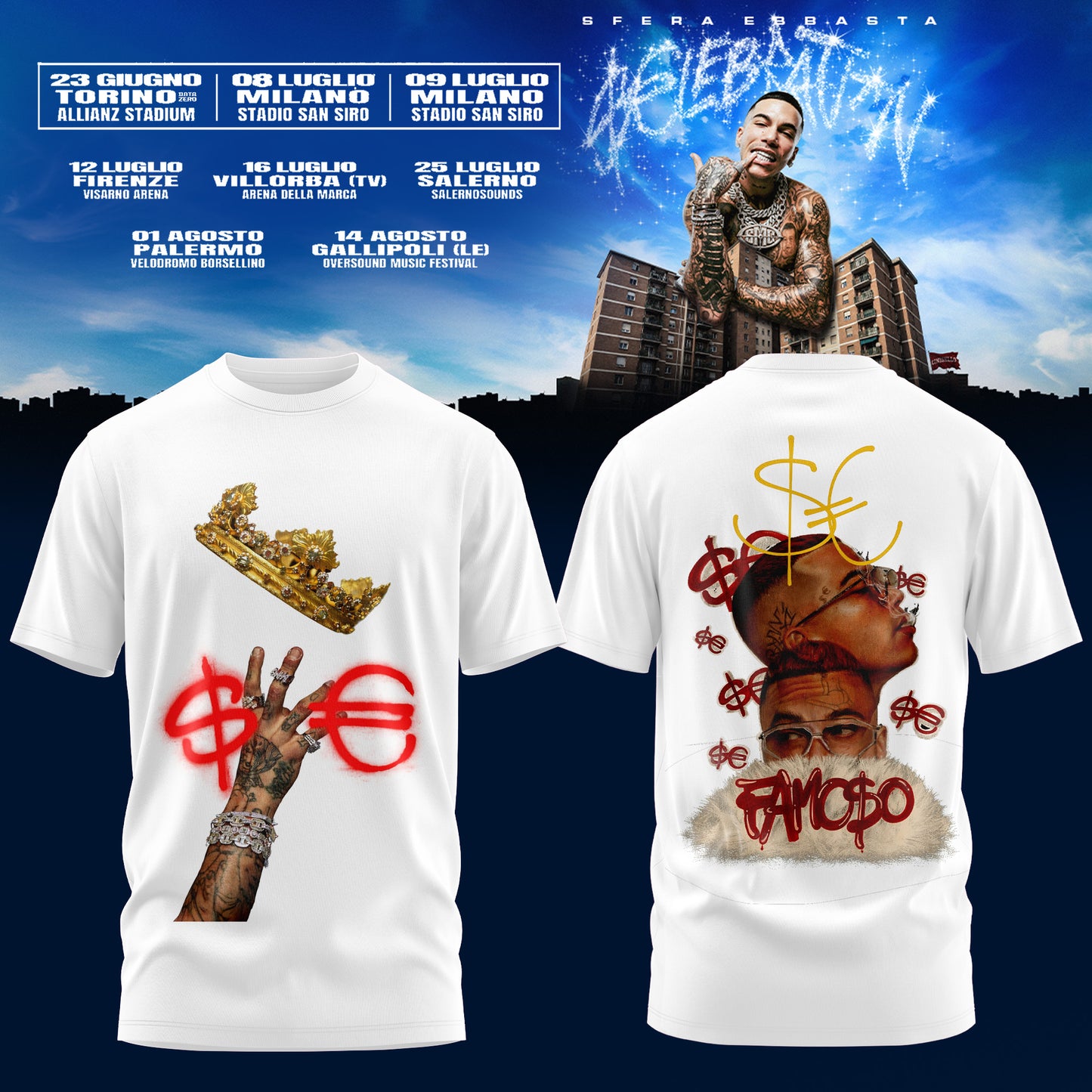 Sfera Ebbasta $€LEBRAT10N – Estate 2026 Tour T-Shirt 8