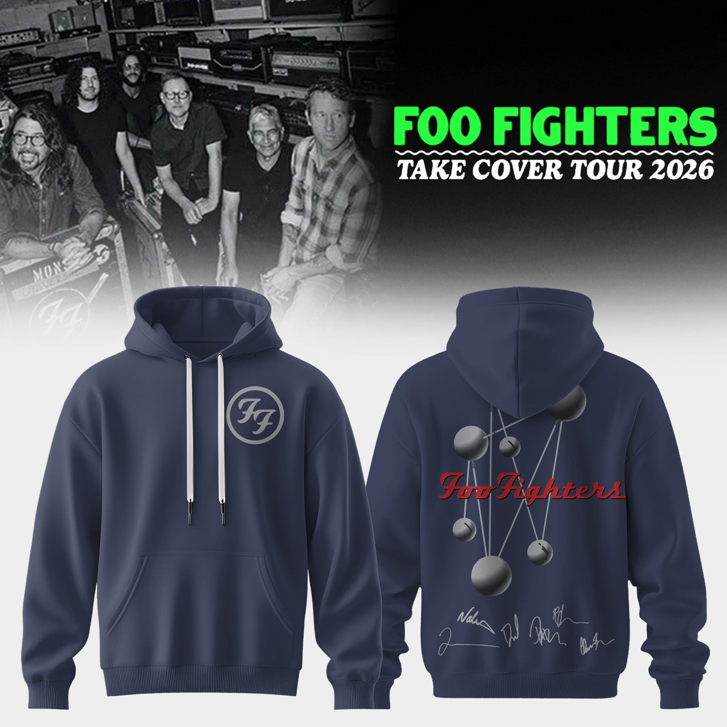 ..Foo Fighters ”Take Cover Tour 2026” Limited Edition Signature - Hoodie