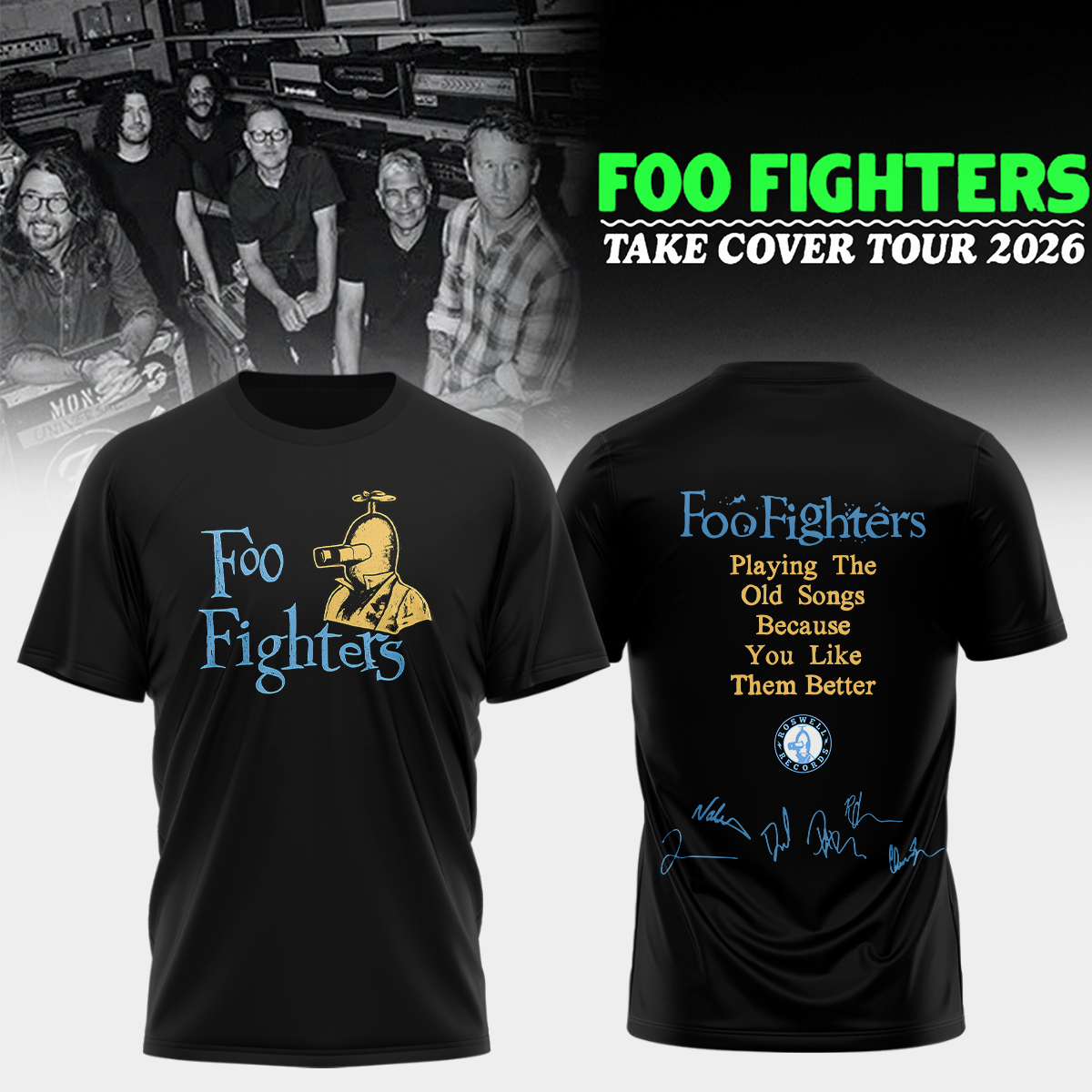 Foo Fighters ”Take Cover Tour 2026” Limited Edition Signature - Tshirt