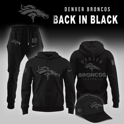 Denver Broncos 2025 Back In Black Edition Combo Hoodie Jogger And AF1 Low Top Sneaker For Fan