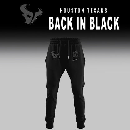 Houston Texans 2025 Back In Black Edition Hoodie Jogger And AF1 Low Top Sneaker For Fan