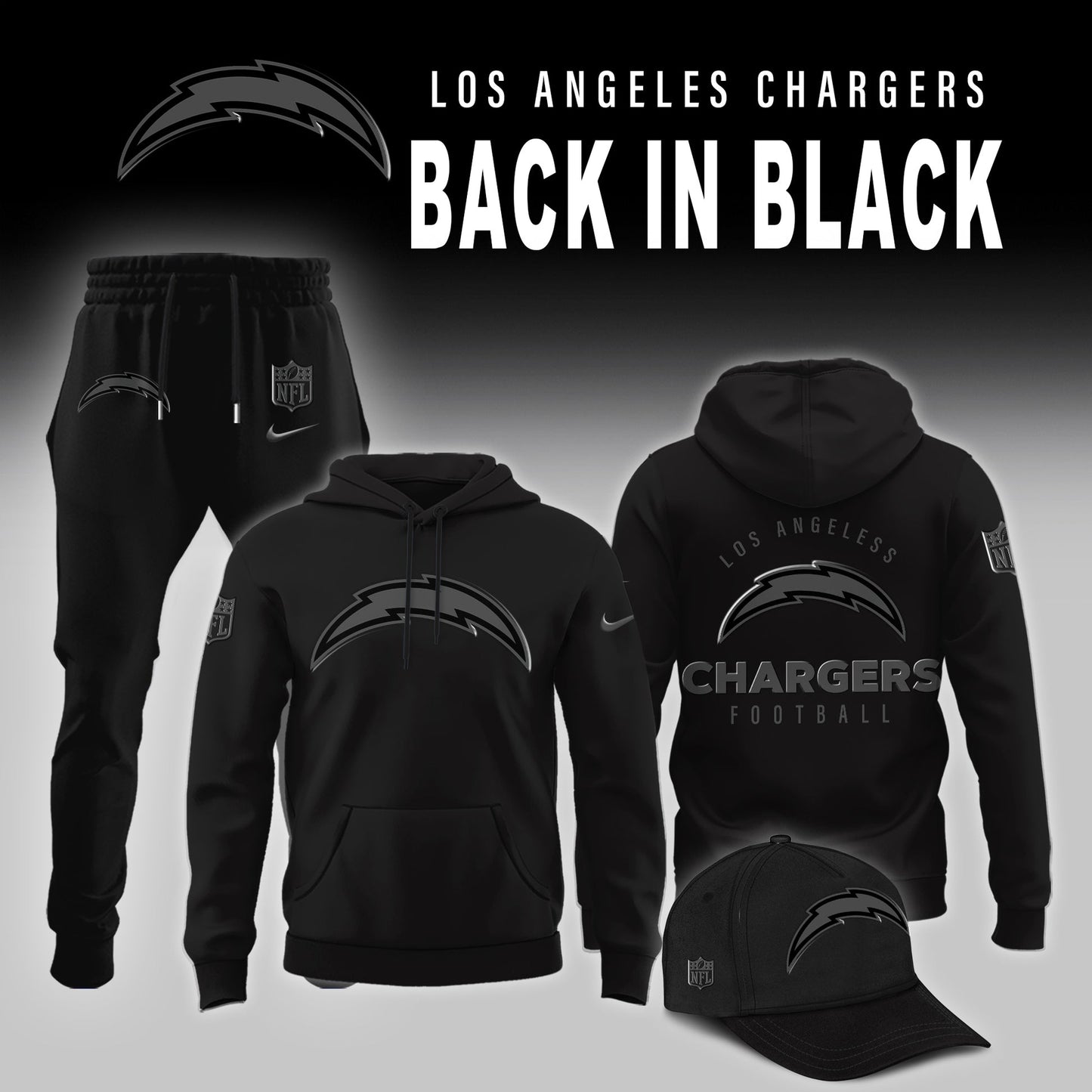 Los Angeles Chargers 2026 Back In Black Limited Edition Hoodie