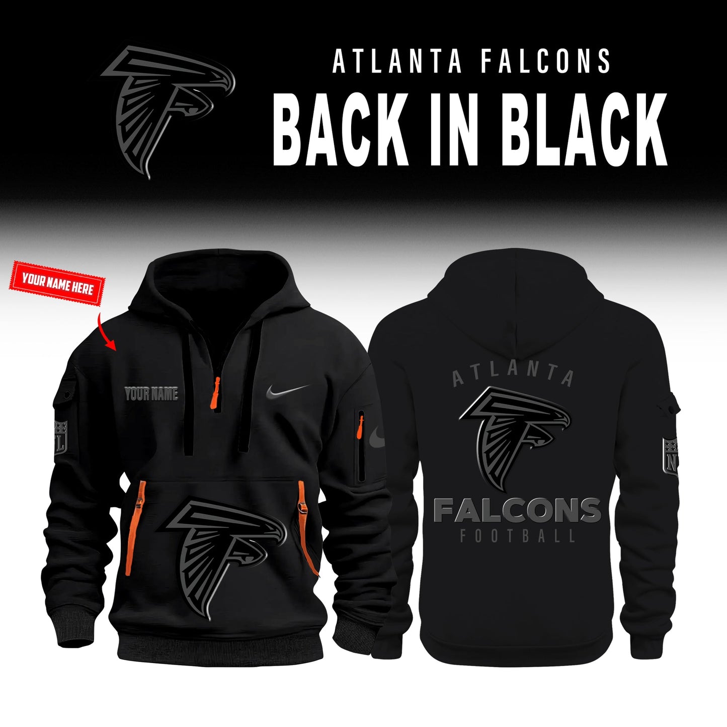 Atlanta Falcons 2026 Back In Black Limited Half Zip Hoodie