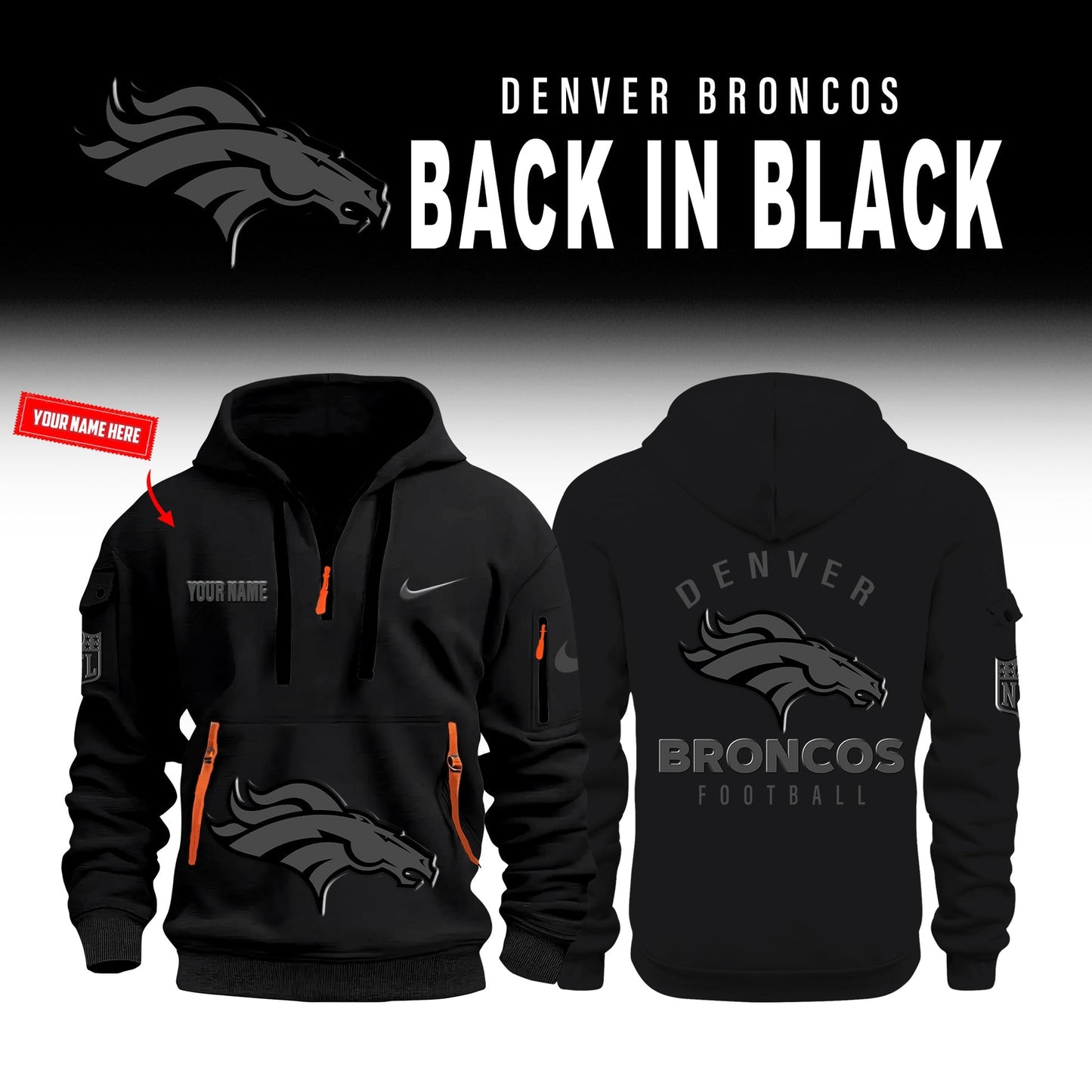 Denver Broncos 2026 Back In Black Limited Edition Quarter Zipper Hoodie