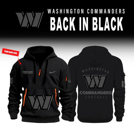 Washington Commanders 2026 Back In Black Limited Half Zip Hoodie