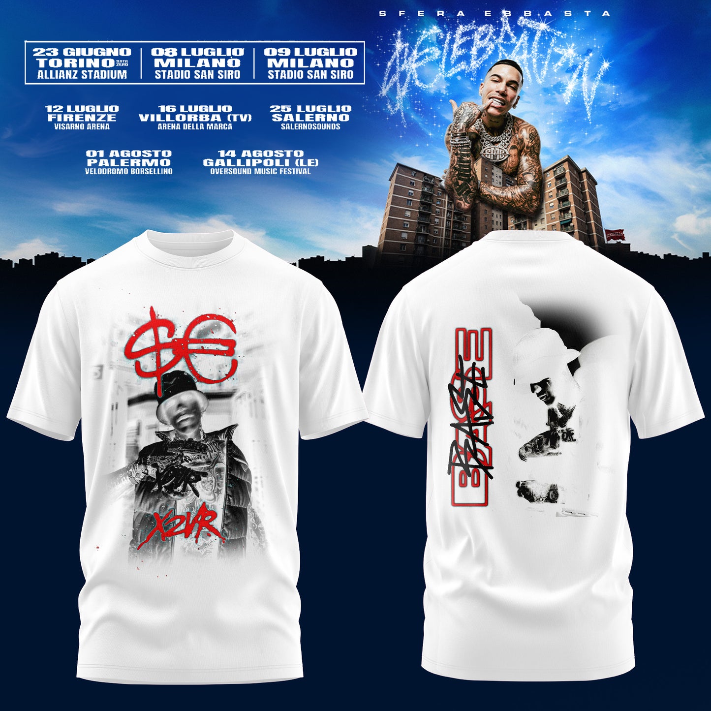 Sfera Ebbasta $€LEBRAT10N – Estate 2026 Tour T-Shirt 9