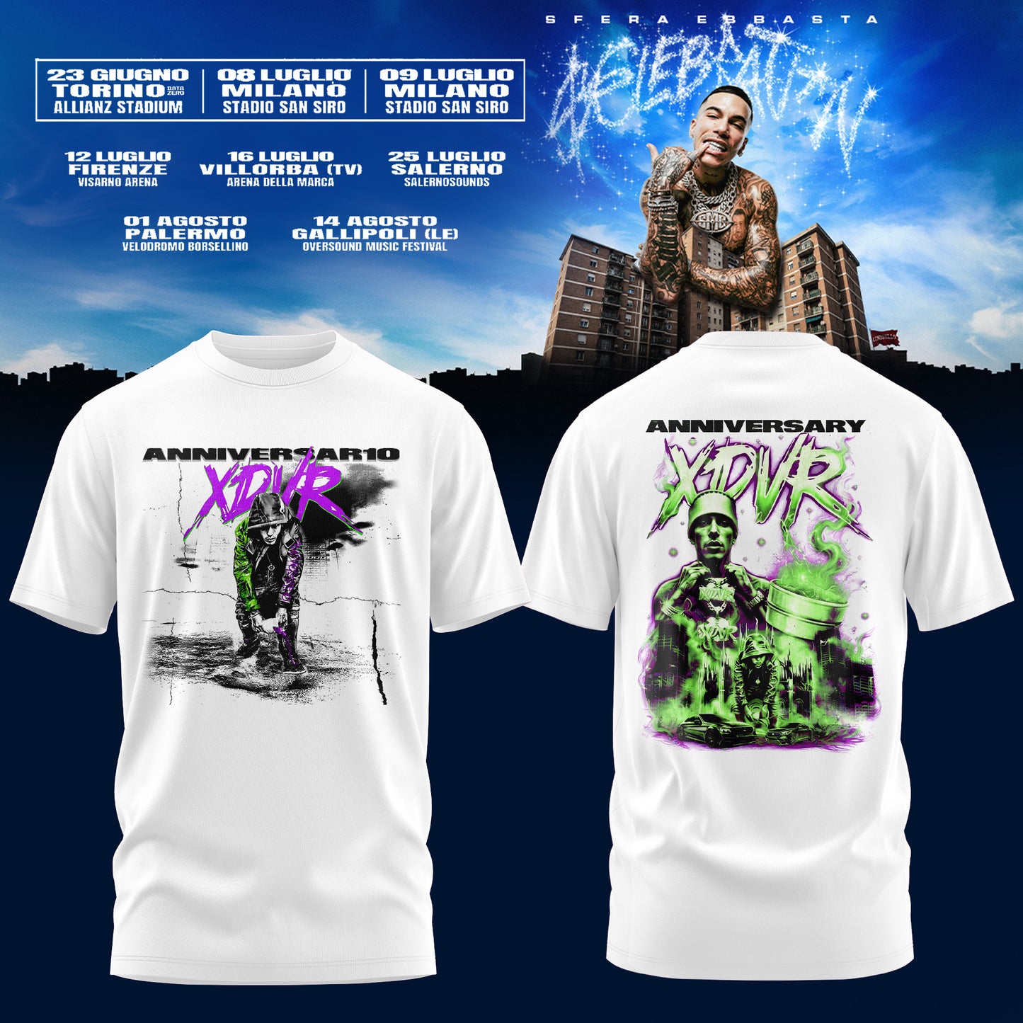 Sfera Ebbasta $€LEBRAT10N – Estate 2026 Tour T-Shirt 10