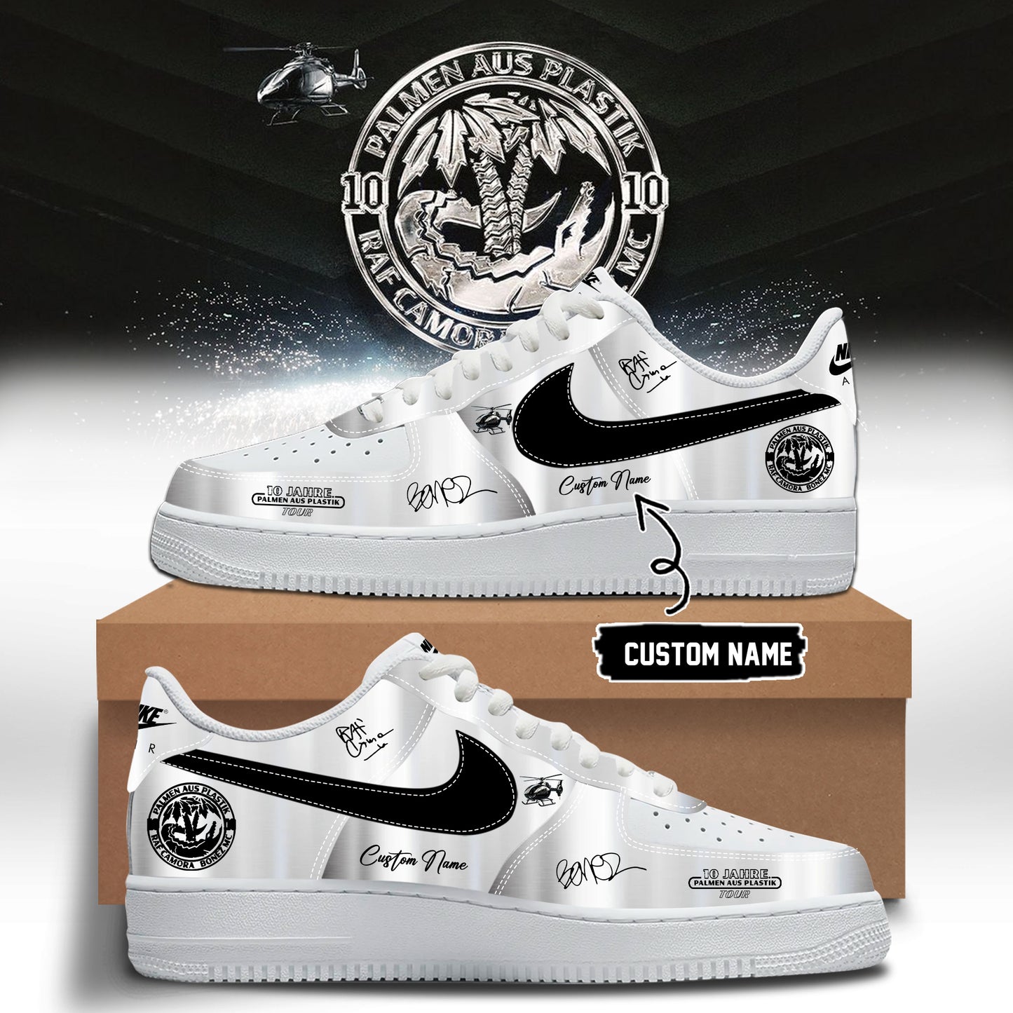 RAF Camora & Bonez MC “10 Jahre Palmen aus Plastik Tour” . Limited Edition Signature Shoes 2–