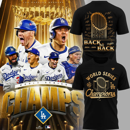 Limited Edition Los Angeles Dodgers World Series BACK-TO-BACK CHAMPIONS T-shirt 2025