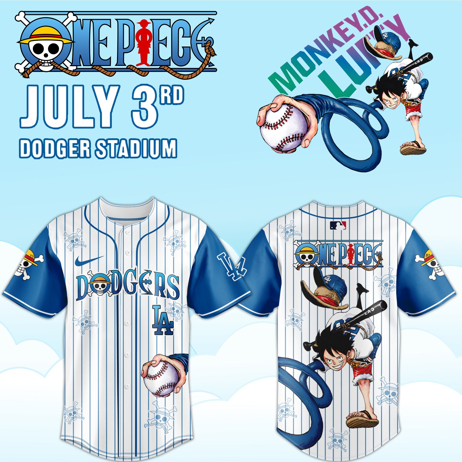 .ONE PIECE Night with the Los Angeles Dogger 2025 Jersey