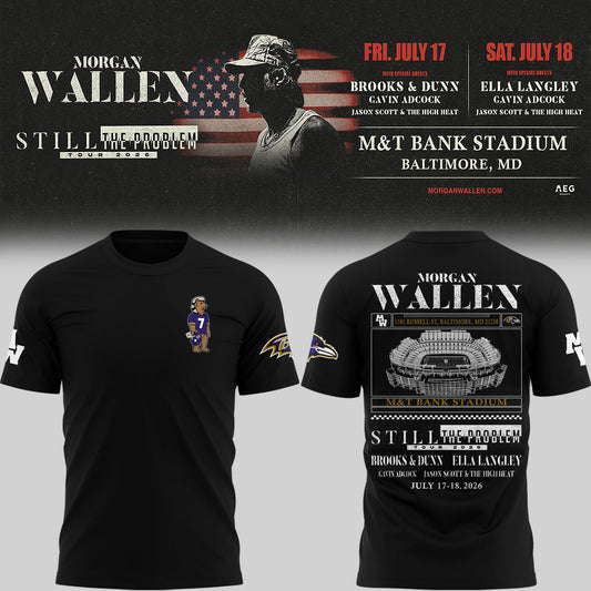Special New Edition Baltimore Ravens x Morgan Wallen Black T-shirt 2026