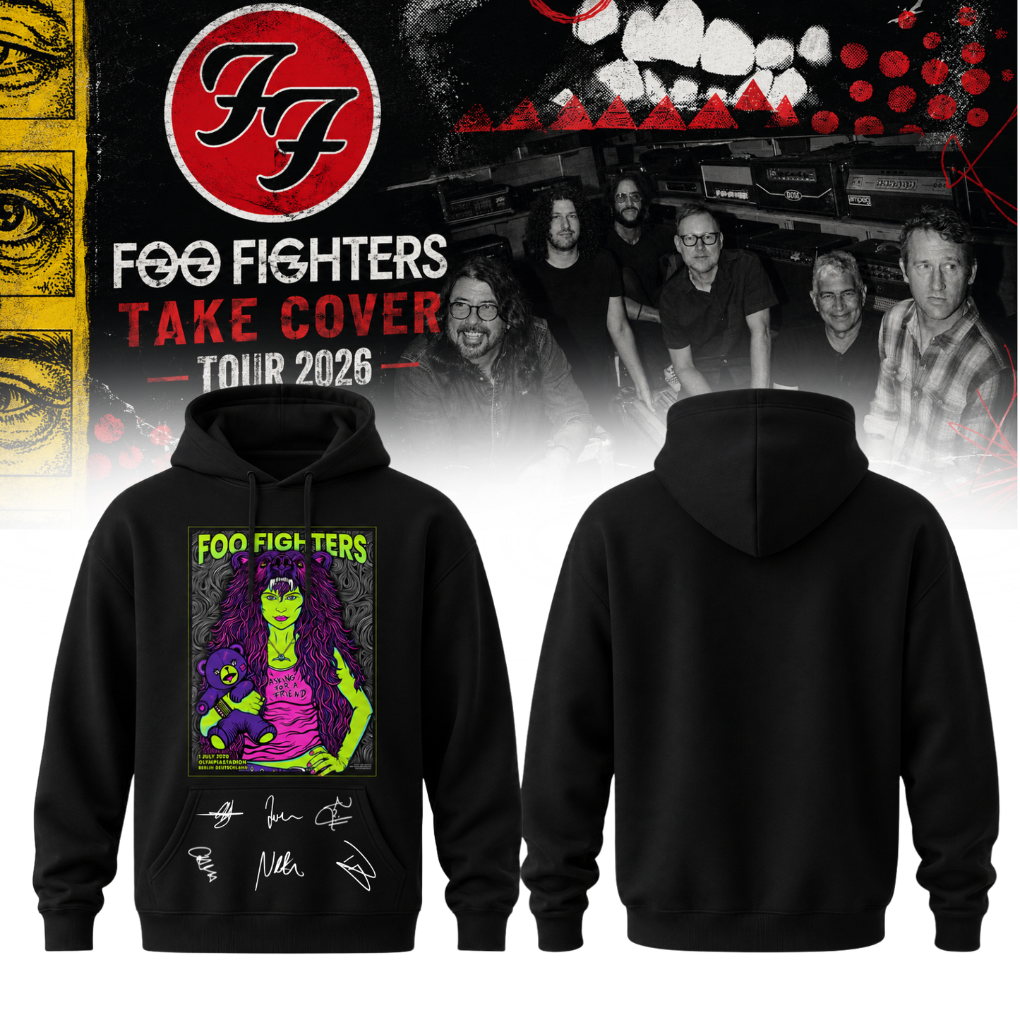 ,Foo Fighters ”Take Cover Tour 2026” Signature Limited Edition – Hoodie