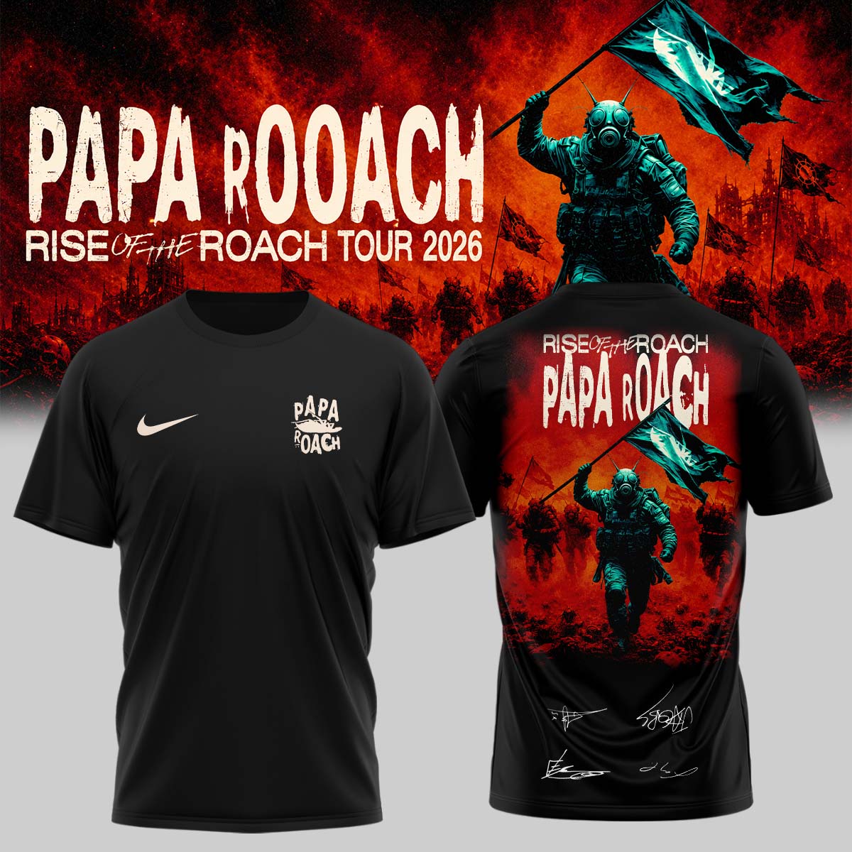 Papa Roach “Rise of the Roach World Tour 2026” Signature Limited Edition – Tshirt