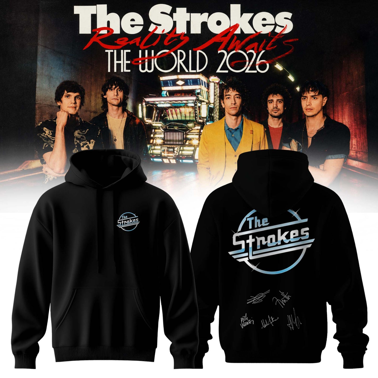 The Strokes “Reality Awaits Tour 2026” Signature Limited Edition – Hoodie