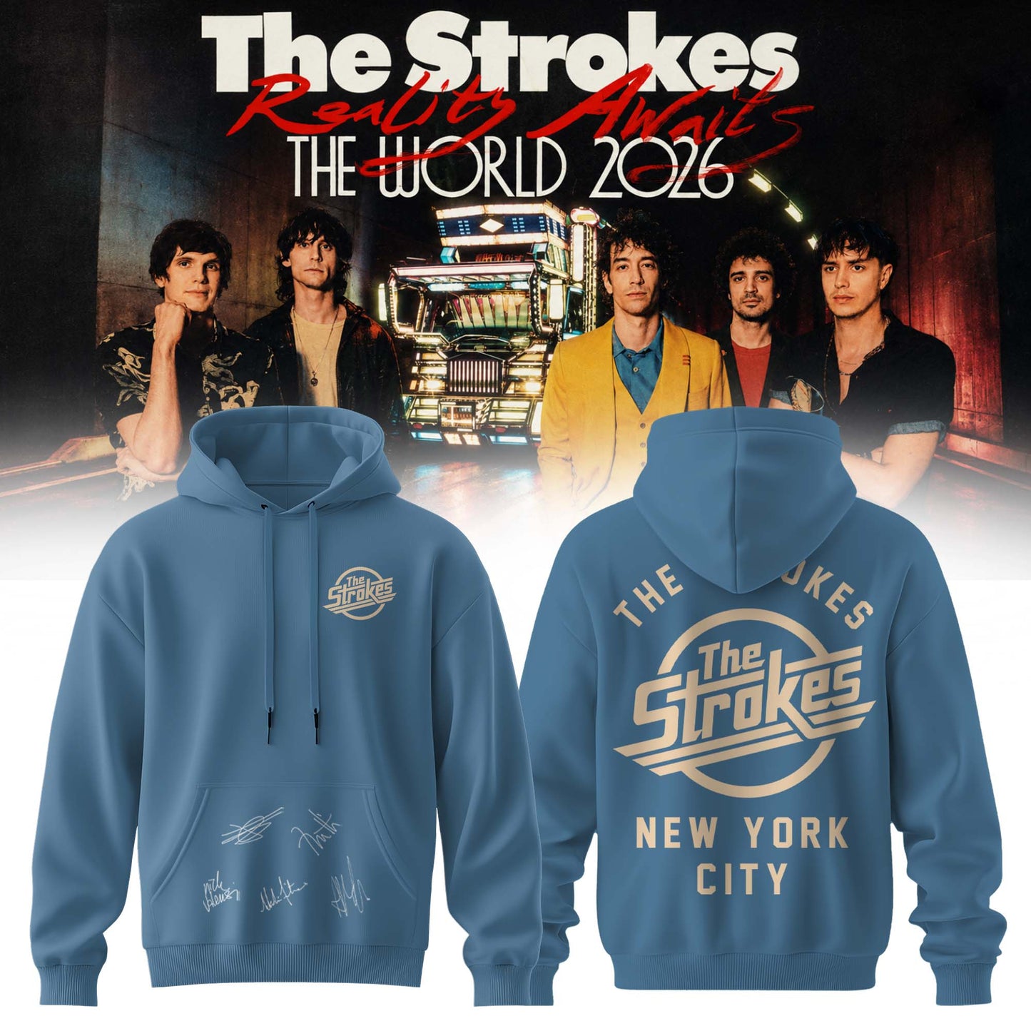 The Strokes “Reality Awaits Tour 2026” Signature Limited Edition – Hoodie