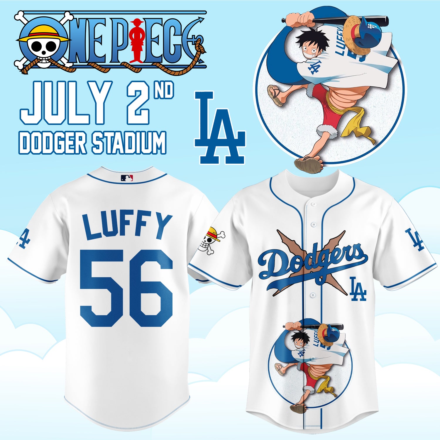 ,.ONE PIECE Night with the Los Angeles Dogger 2026 Jersey 1