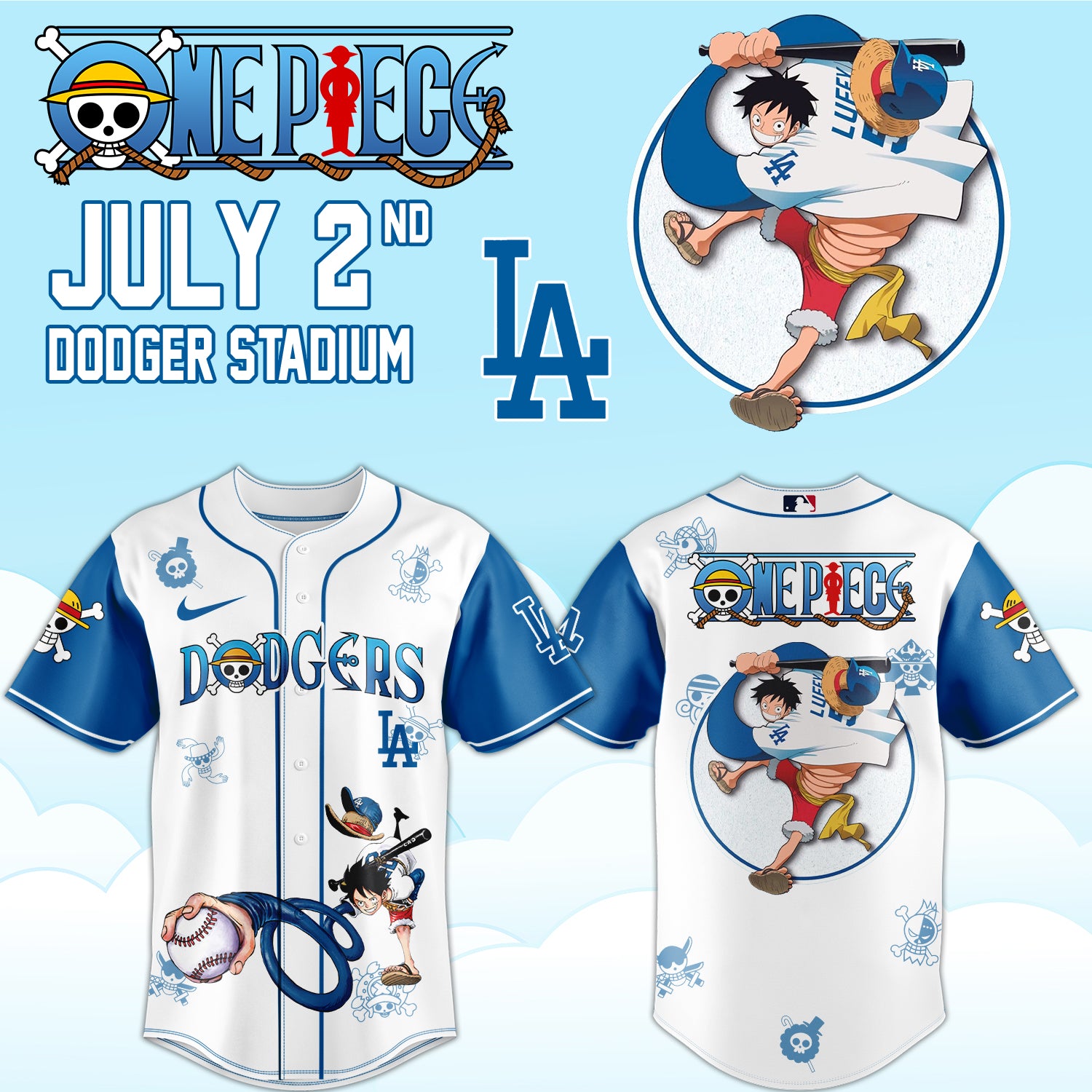 ,.ONE PIECE Night with the Los Angeles Dogger 2026 Jersey